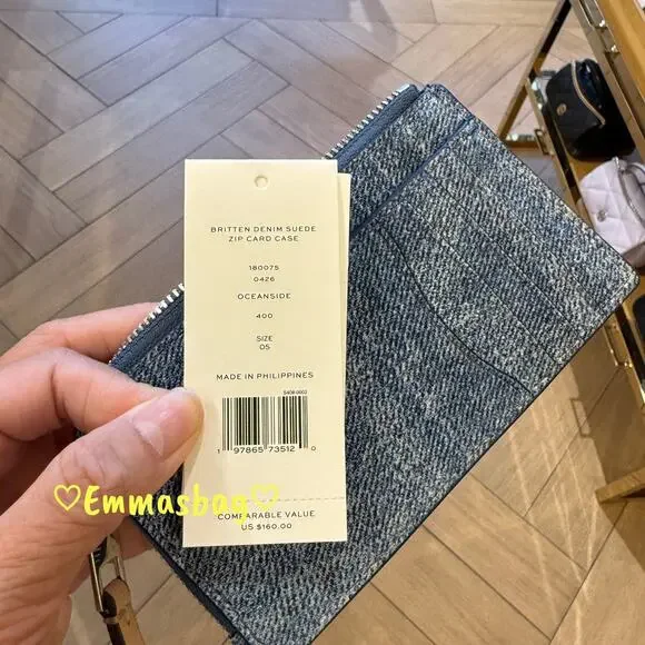 Tory Burch Britten Zip Card Case 180075 Oceanside $160 - Picture 5 of 6